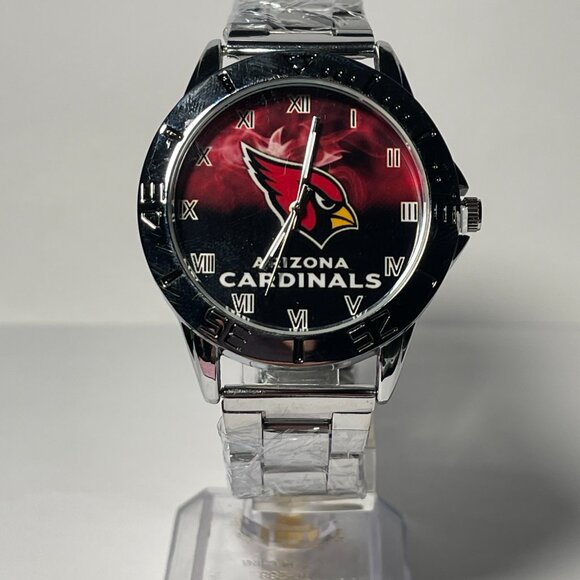 Arizona Cardinals NFL Team Logo Men's Stainless-Steel Silver Watch NEW - Picture 2 of 9